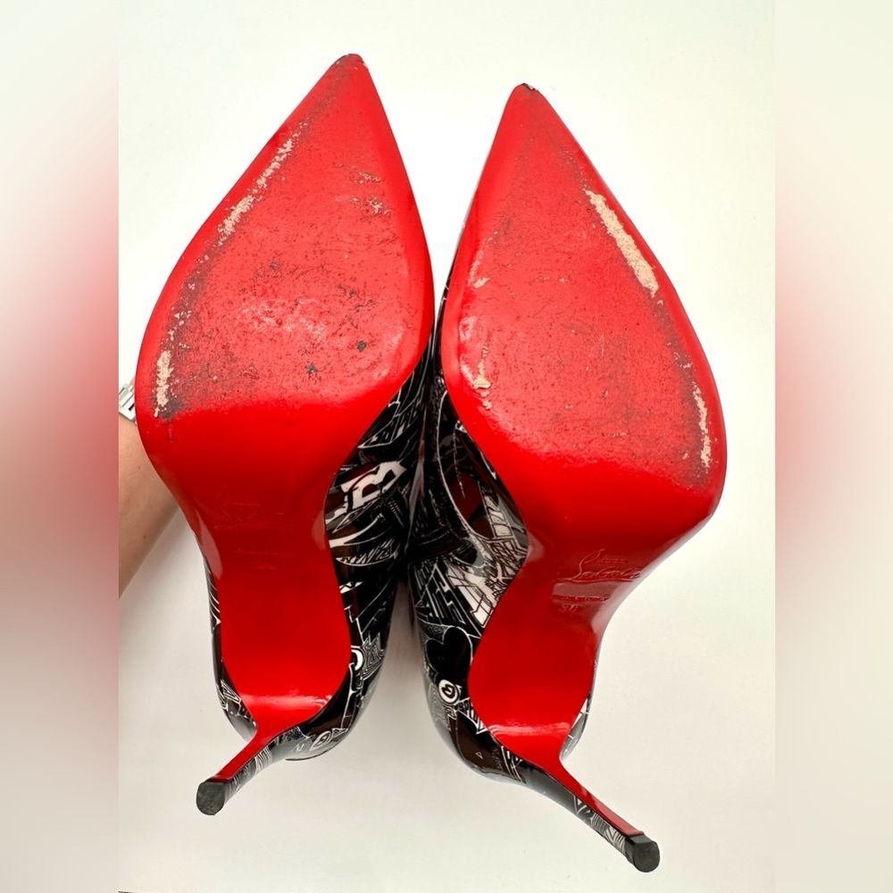 Christian Louboutin So Kate 100 Booty Patent Nicograf Graffiti Booties EU 38 US8 - Picture 9 of 12